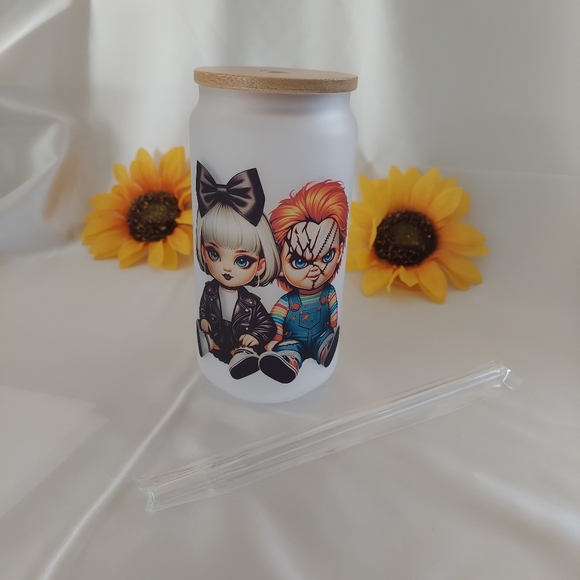 Chucky and Tiffany frosted glass cup - Picture 3 of 5